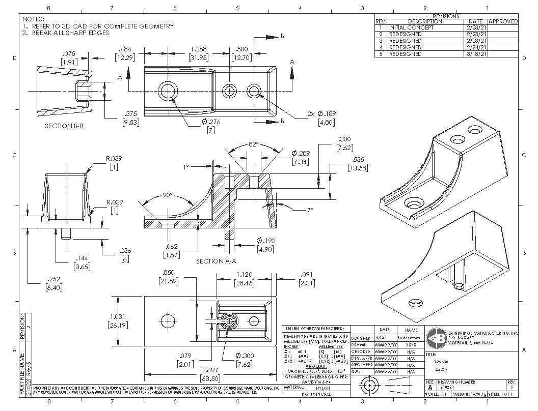 3622 Drawer Slide Spacer 1-1/8" $214.00 / 500 - Image 11