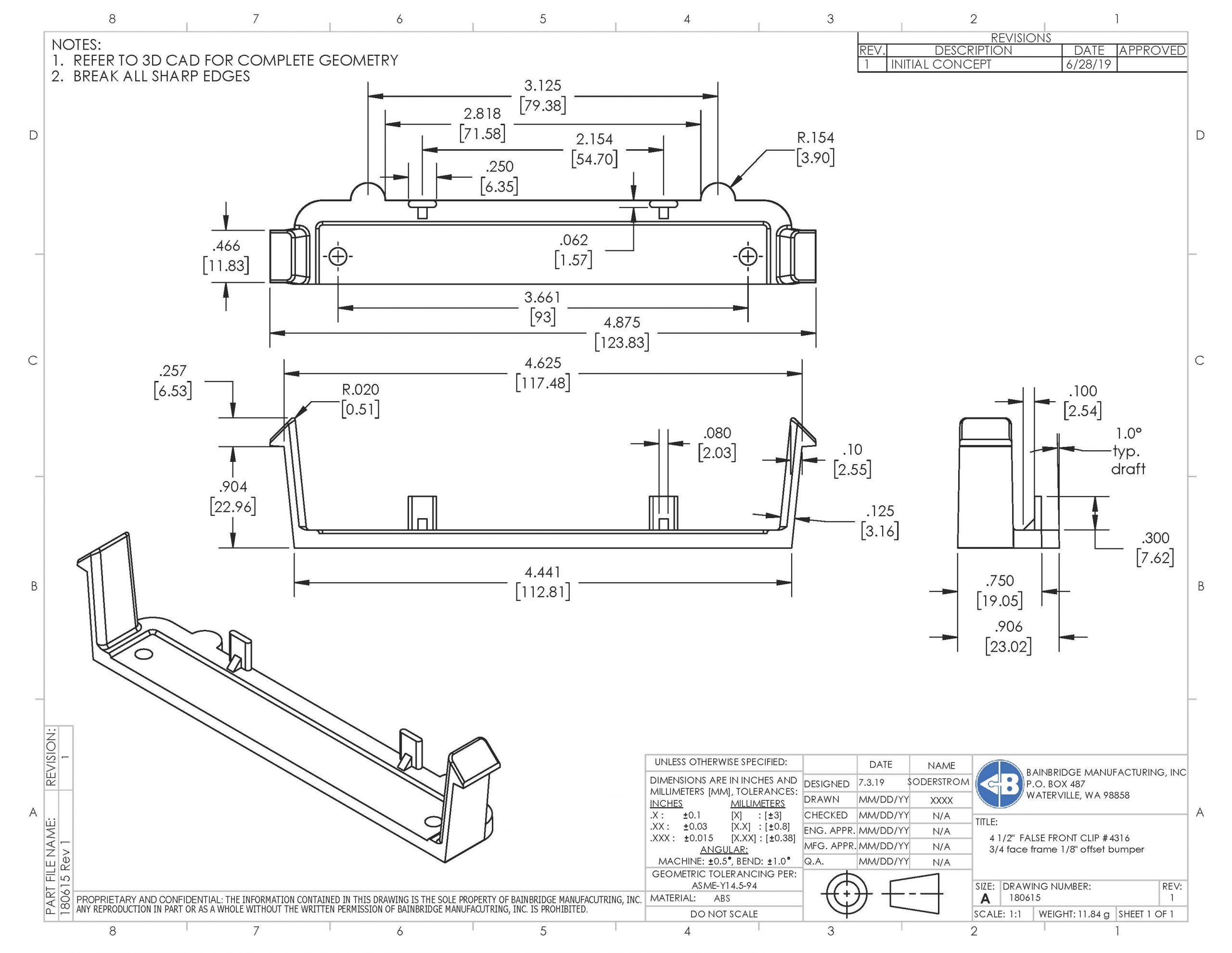 4316 False Front Clip 3/4" X 4-1/2" $73.00 / 250 - Image 6