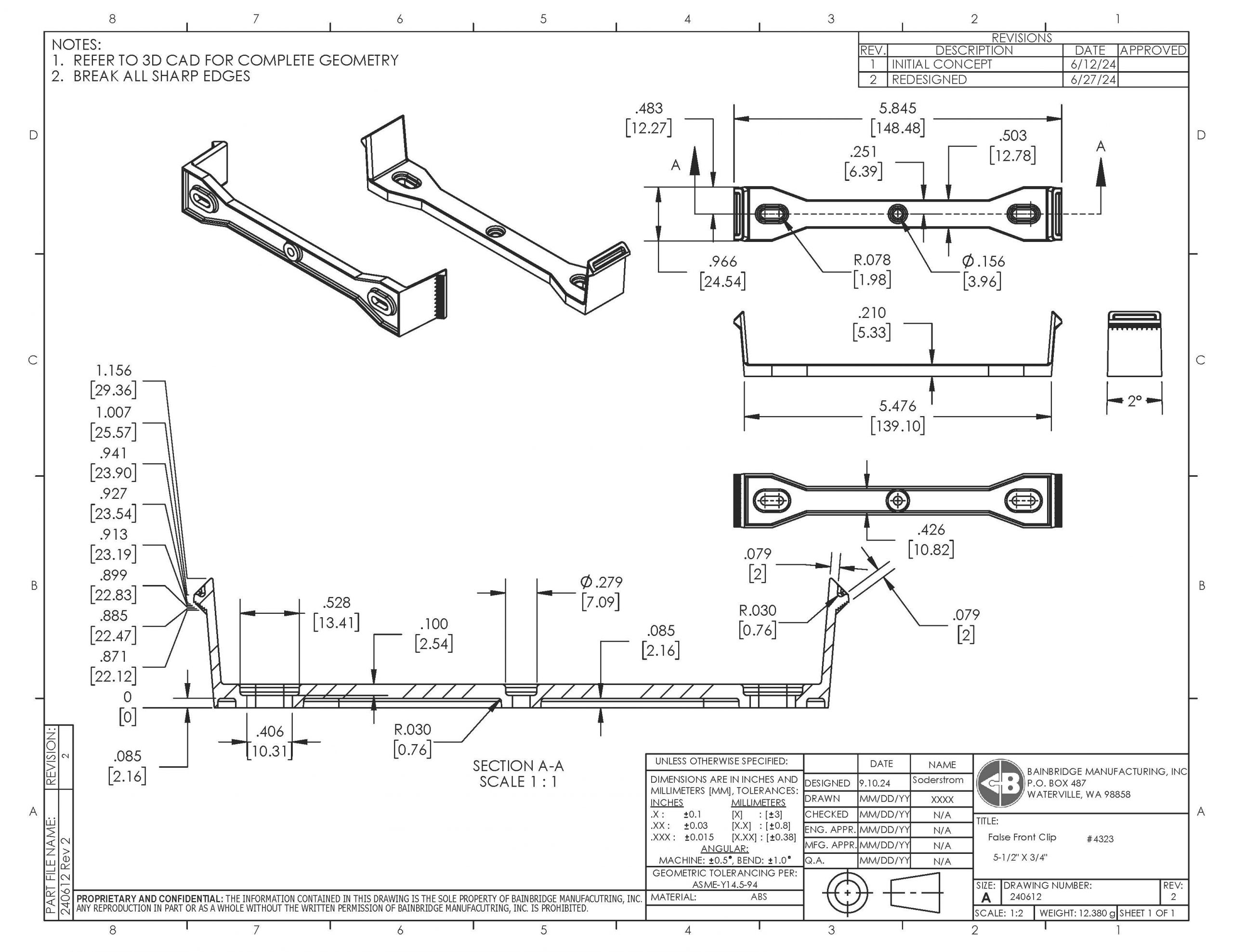 4323 False Front Clip 5-1/2" X 3/4" for 2.5mm Offset $73.00 / 250 - Image 3