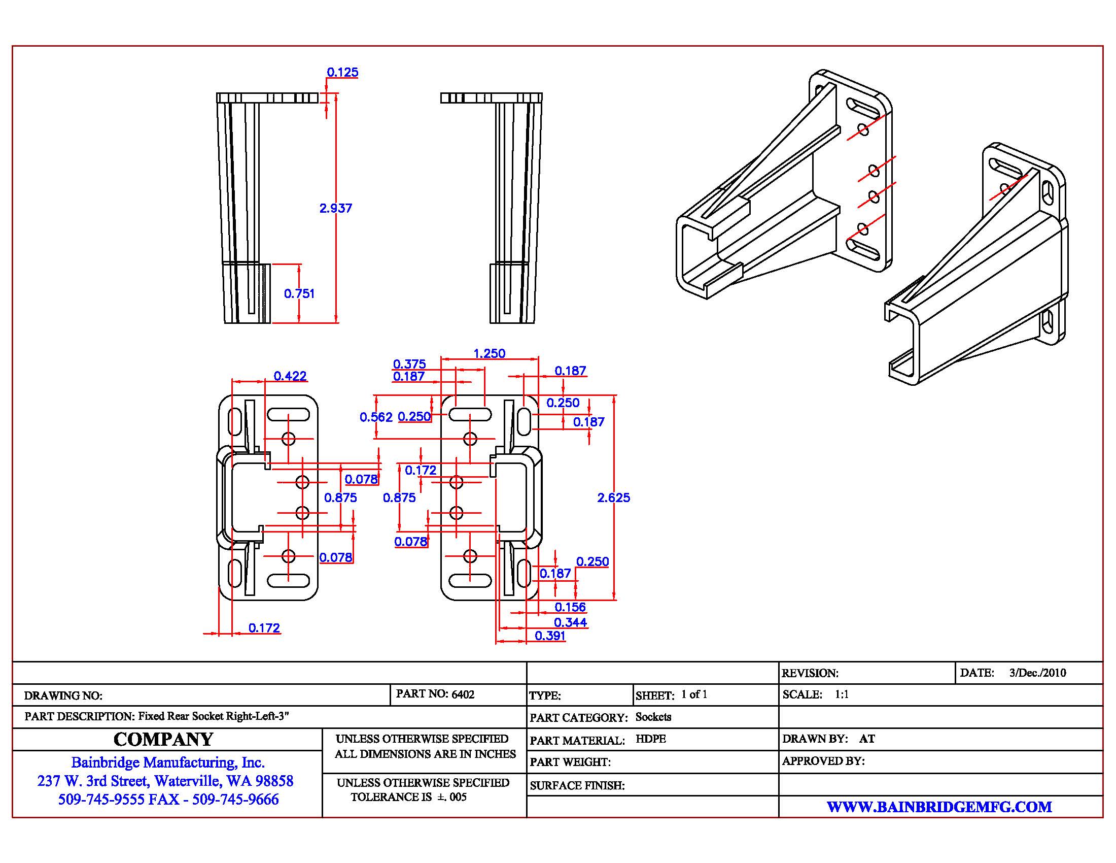 6402 Rear Socket Set 13/16" x 5/16" x 2-3/8" $145.00 / 250 pcs - Image 4