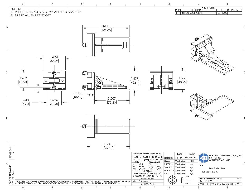 6409 Under Mount Drawer Slide Socket 8mm pegs $85.00 / 100 - Image 3